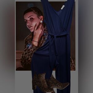 Kaileigh Ribbed Knit Sleeveless Wide-Leg Jumpsuit – Size 1X with pockets